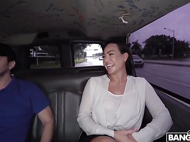 Sex in the van for money with busty brunette Kitten Latenight