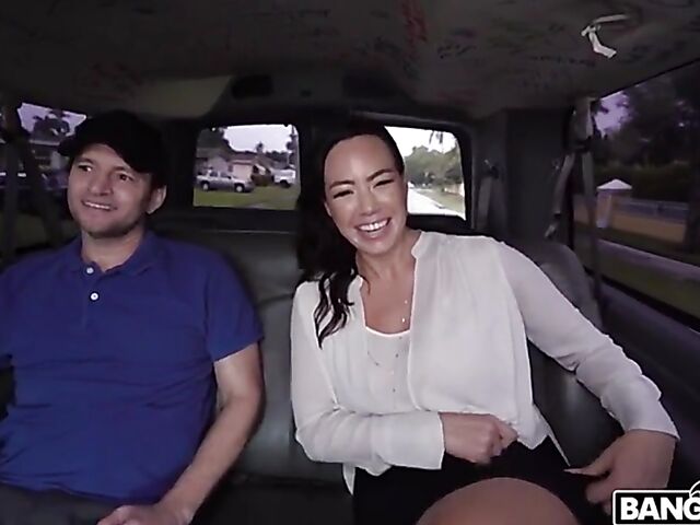 Sex in the van for money with busty brunette Kitten Latenight