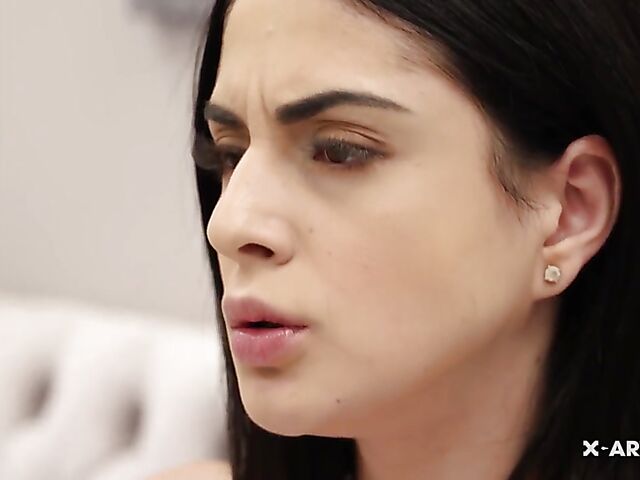 Sexy brunette solo with her new toy in the mirror featuring Mia