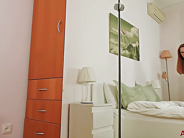 Perfect MILF redhead Veronica S gets nude in her bedroom