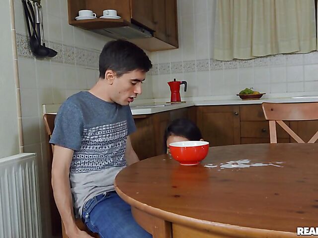 Crazy kitchen sex with shaved asian milk lover Katana