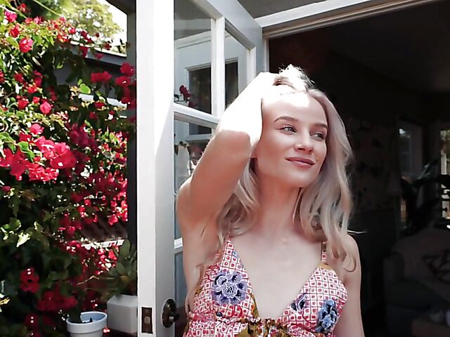 Roxy Shaw - Erotic skinny blonde solo in the garden