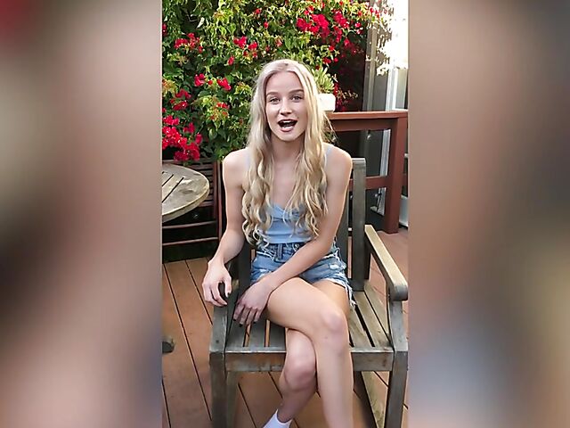 Roxy Shaw - Erotic skinny blonde solo in the garden