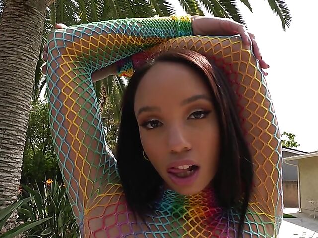 Rainbow-colored ebony interracial anal with Alexis Tae