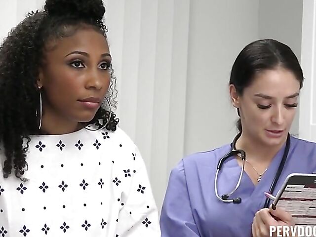 Doctor interracial medical exam and sex with ebony patient Olivia Jayy