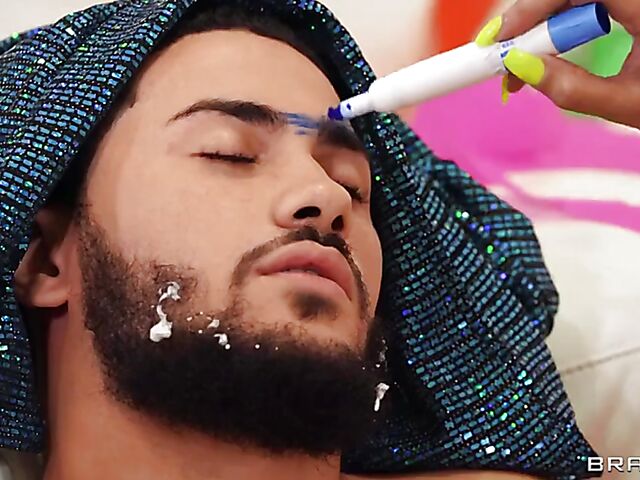 After party white on ebony FFM 3some in the bathroom with Julie Kay and Nyna Stax