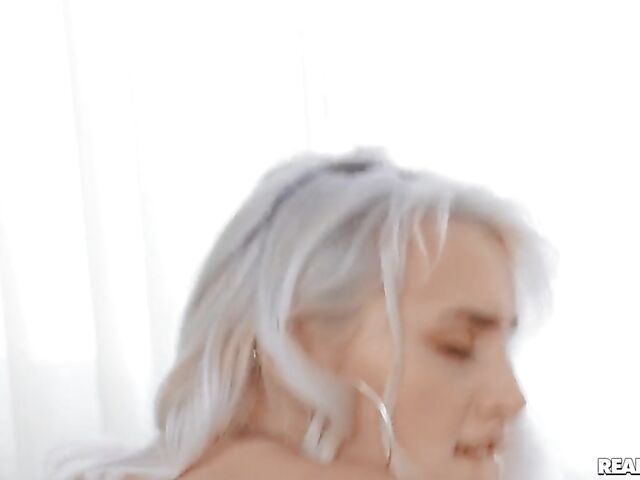 Swimming pool workout with busty blonde Indica Monroe