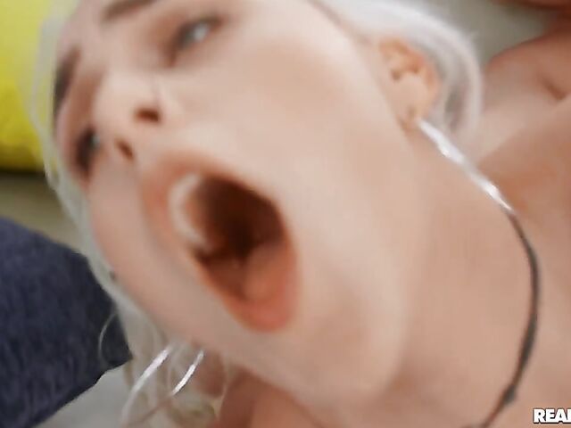 Swimming pool workout with busty blonde Indica Monroe