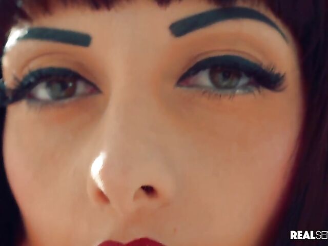 Busty tattoo pornstar Jessie Lee is back and gets nailed one more time