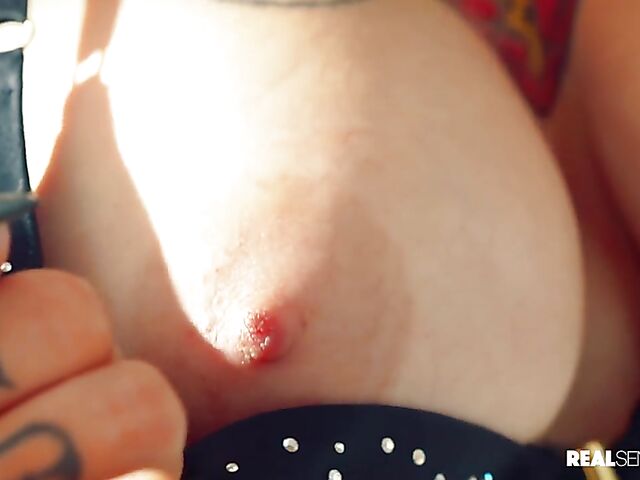 Busty tattoo pornstar Jessie Lee is back and gets nailed one more time