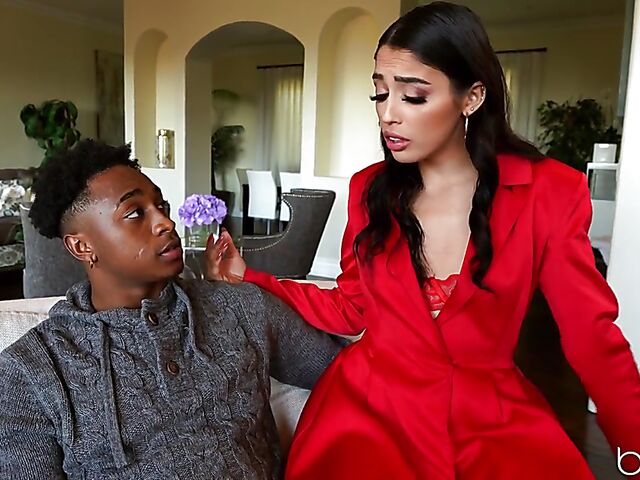 Vanessa Sky interracial wish and magic Christmas fuck in red lingerie