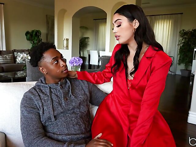 Vanessa Sky interracial wish and magic Christmas fuck in red lingerie