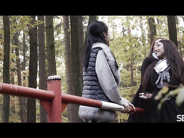 Sensual lesbian lovers Alysia Bounty and Tina Kay go to bed