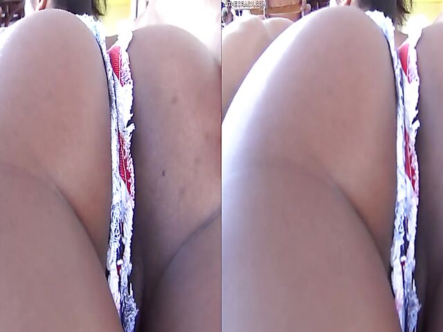 Ebony babe Demi Sutra spreads her black pussy in VR 3D