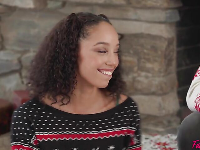 Aaliyah Love & Alexis Tae - Family swingers Xmas foursome by the fire