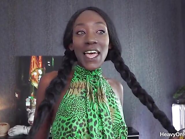 Lyna Blacky - Skinny black girl and white fat guy fuck session with anal