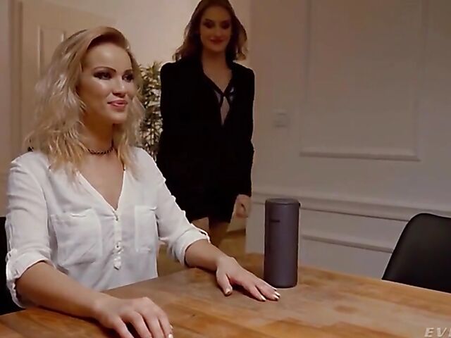 Slim anal lover Angelika Grays needs another girl for ATM