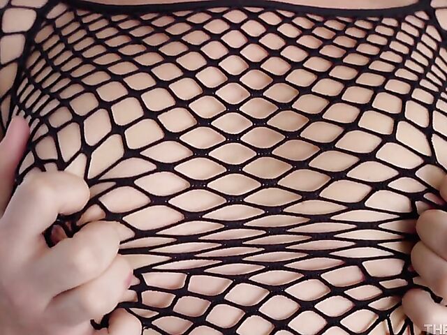 POV deep throat gagging in fishnets with Whitney Wright