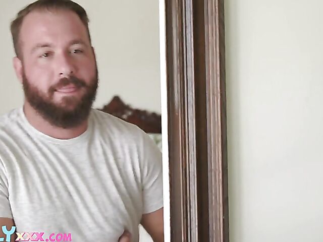 Chad White can't keep his hands off young Alyx Star's big natural tits in the shower