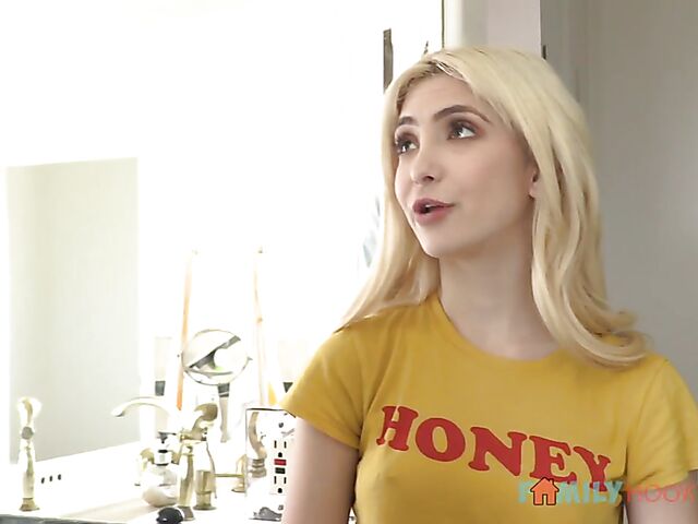 Young petite blonde Jane Wilde in bed with an experienced guy