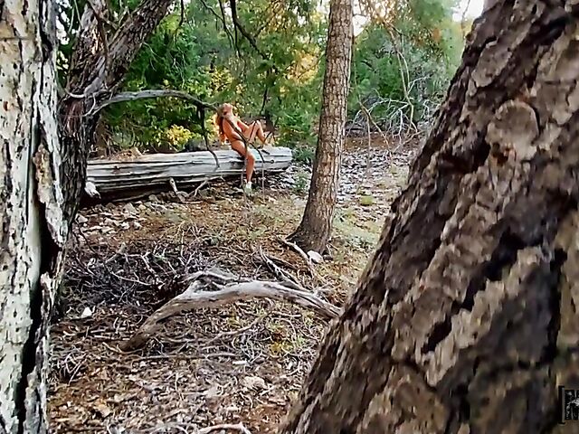 Outdoor POV in the woods with big titted fitness girl Molly Pills