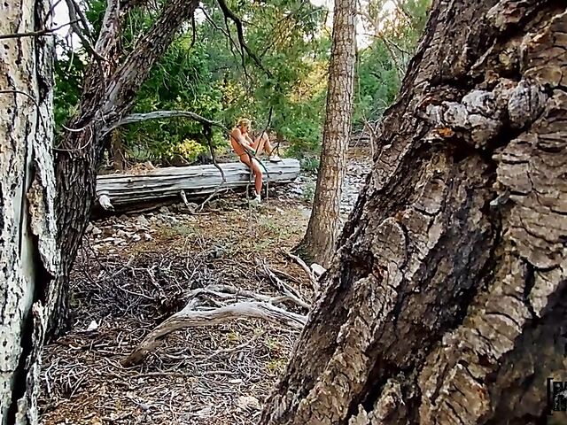 Outdoor POV in the woods with big titted fitness girl Molly Pills