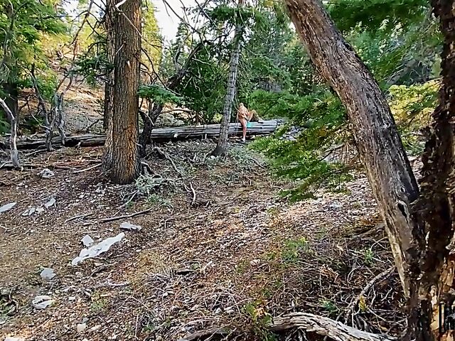 Outdoor POV in the woods with big titted fitness girl Molly Pills