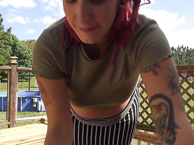 Pregnant POV fuck outside with red-haired Gia Lovely