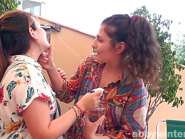 Lesbian pussy play with shaved and hairy Pascal and Valeria