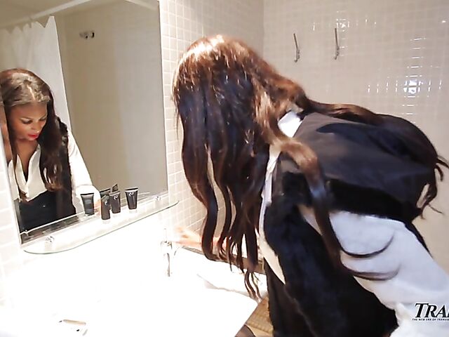 Natassia Dream - Black shemale interracial butt fuck with a white guy