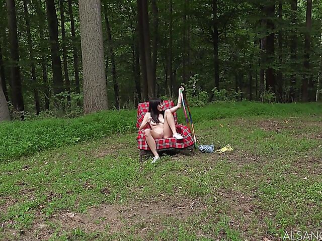 Riley Jean - Hula hoop girl outdoor masturbation with her vibrator in the woods
