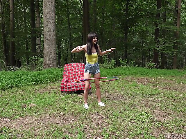 Riley Jean - Hula hoop girl outdoor masturbation with her vibrator in the woods