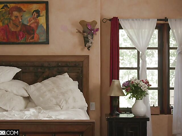 Cute blonde Sahara Skye gets some loving in the bedroom