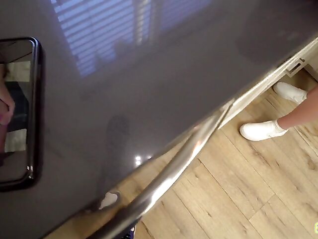 Liz Jordan  - Stuck teen POV banged from behind in the kitchen