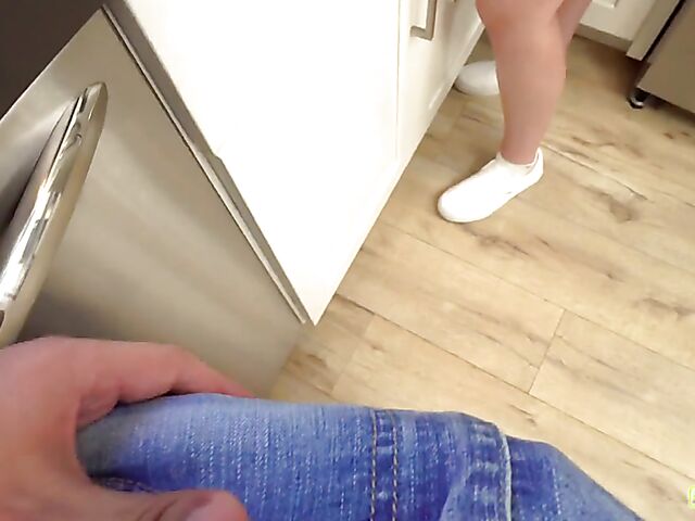 Liz Jordan  - Stuck teen POV banged from behind in the kitchen
