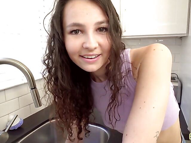 Liz Jordan  - Stuck teen POV banged from behind in the kitchen