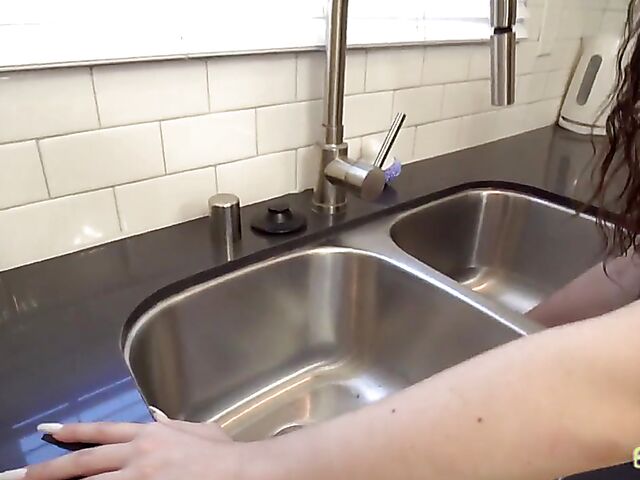 Liz Jordan  - Stuck teen POV banged from behind in the kitchen