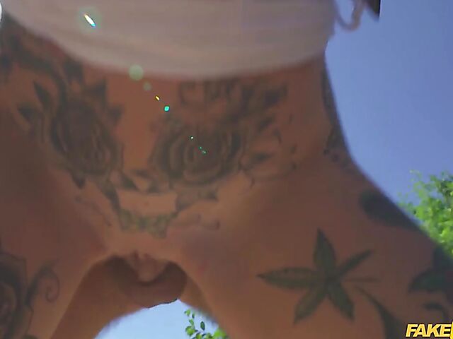 Megan Inky - Heavily tattooed slut taxi fuck