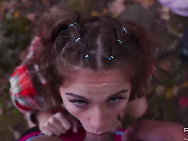 POV outdoor fuck session and creamy ending in the forest with Whipped Creamy