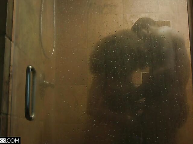 Ebony black cock lover Cecilia Lion gets it started in the shower