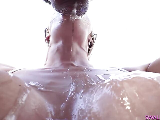 Sarah Vandella wants you to take a look at her boobs and bottom before sloppy deepthroat