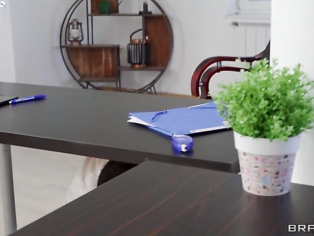 Office feet seduction and fuck break with busty natural Candy Alexa