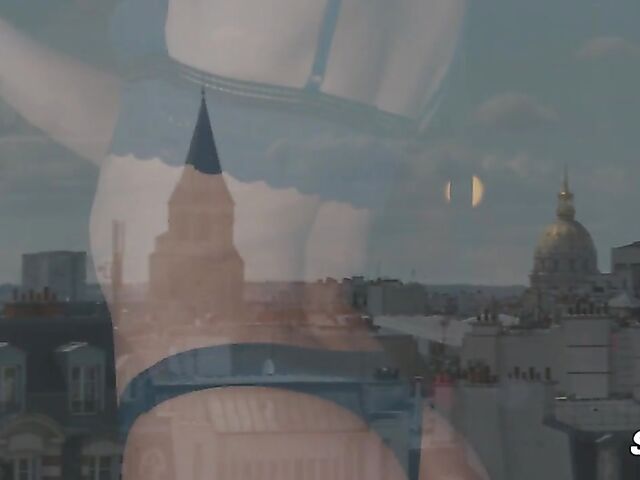 Interracial sex on the balcony at night with slender Cayenne Klein