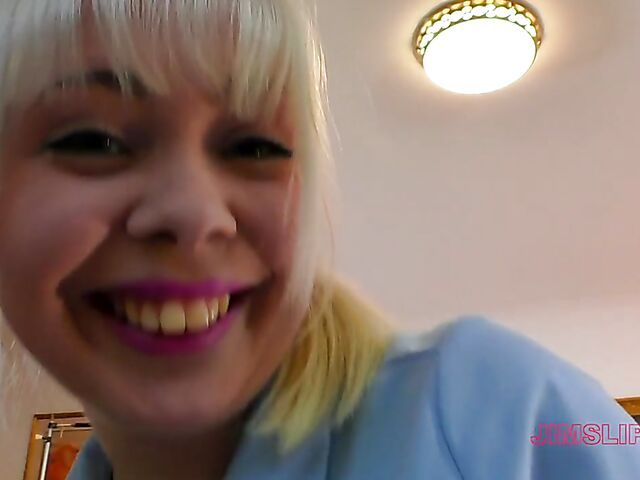 Cherry English - Playful blonde panty fuck from your point of view