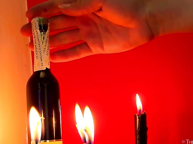 Hot wax play, candle masturbation and bottle insertion with kinky hair pussy girl Daisy B
