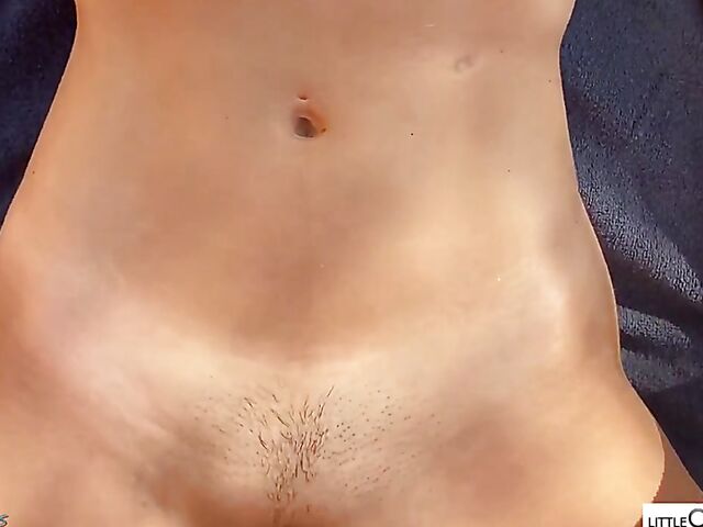 Little Caprice POV in the backyard in summer