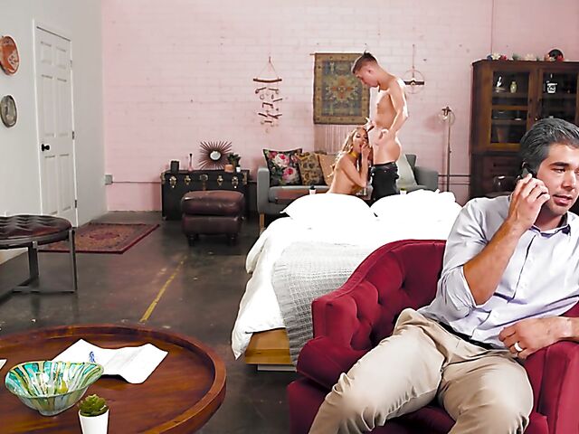 Step dad watches daughter Khloe Kapri fuck like a whore