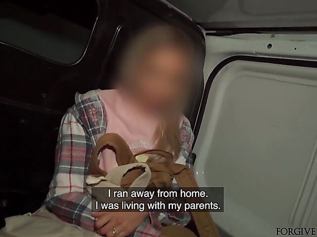 Sinful runaway gets talked into sex in a van