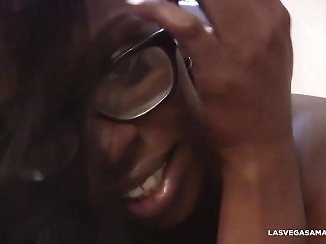 Bellah Dahl - White guy black girl blowjob and cum on glasses in nurse uniform