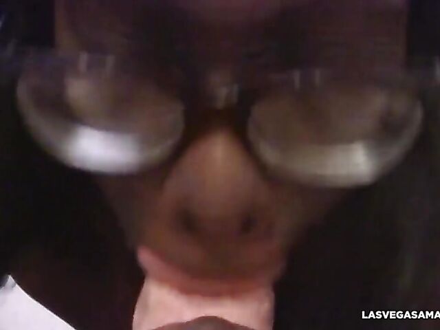 Bellah Dahl - White guy black girl blowjob and cum on glasses in nurse uniform